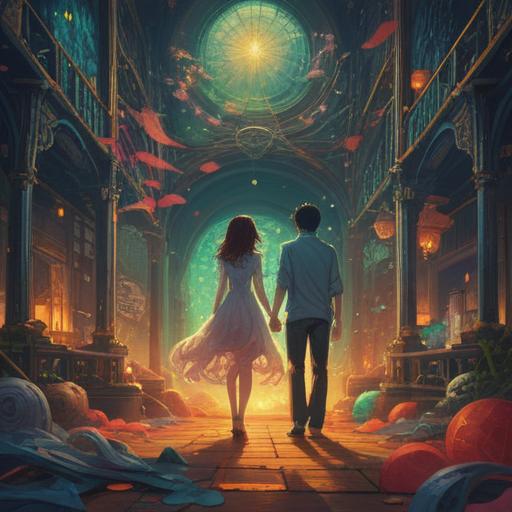 A spiritual illustration depicting the feeling of being trapped in a marriage, ethereal elements symbolizing emotional turmoil, duality of light and shadow, a figure standing at a crossroads, surrounded by swirling energy, representations of hope and despair, intricate details to convey the complexity of the situation, serene yet poignant atmosphere, 4k