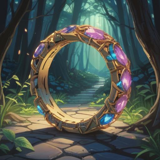 A symbolic illustration of a shattered wedding ring, soft light illuminating a path forward, a vibrant lucky stone glowing, representing hope and new beginnings, delicate flowers blooming around the stone, contrasting emotions of loss and renewal, serene atmosphere, 4k