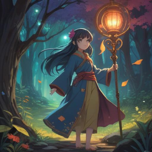 A serene, ethereal scene depicting a glowing figure in the shadows, gentle light illuminating their presence, symbols of protection and guidance surrounding them, nature elements like a tranquil forest in the background, soft color palette creating a calming atmosphere, spiritual essence palpable in the air, harmonious balance between light and dark, 4k