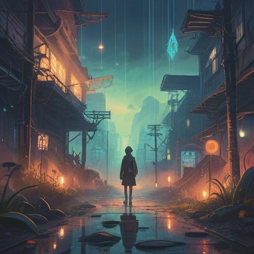 A surreal illustration depicting a person standing at a crossroads, encountering a dense fog with ethereal symbols appearing in the mist, representing spiritual signs, a watchful owl perched on a nearby branch, soft glowing lights guiding the path ahead, contrasting emotions of confusion and enlightenment, vibrant colors, intricate details, mystical atmosphere, 4k