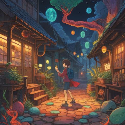 A whimsical illustration of a person discovering a lucky charm, vibrant colors, enchanting aura, overcoming challenges, magical elements surrounding the charm, determination in the character's eyes, a surreal landscape representing hurdles, hopeful atmosphere, 4k