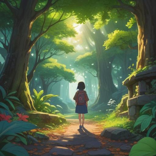 A magical scene featuring a person discovering a lucky charm, vibrant colors, a serene park setting, sunlight filtering through green leaves, a sense of hope and positivity, intricate details on the lucky item, uplifting atmosphere, transformative journey, whimsical elements, dreamlike quality