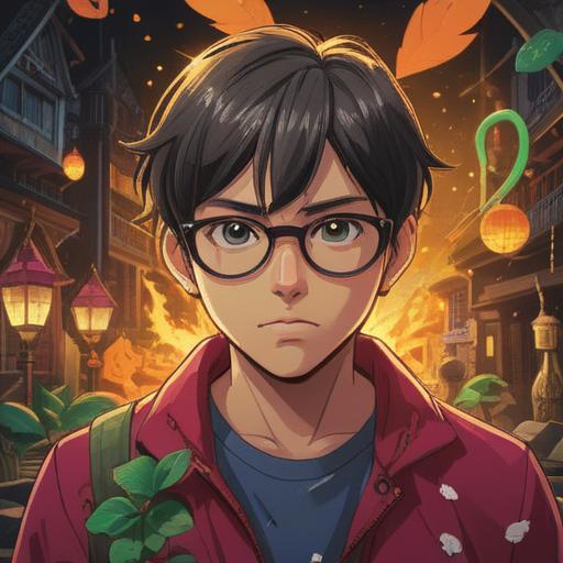 A person with the left eye as their dominant eye, wearing glasses, surrounded by various lucky items, such as a four-leaf clover, a horseshoe, and a lucky charm, in a bright and cheerful setting, vibrant colors, engaging composition, good fortune symbolism, visually appealing details, 4k