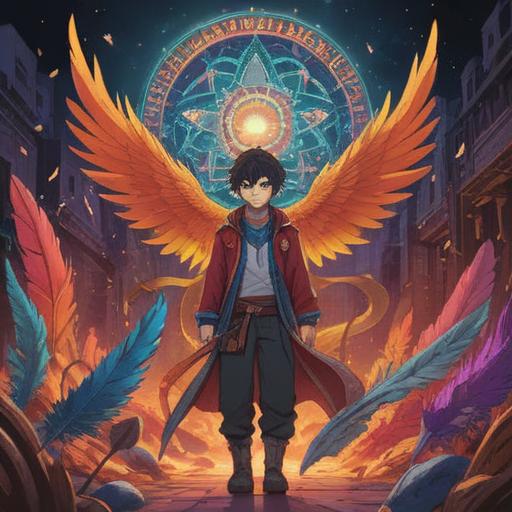 A serene and chaotic scene depicting an individual surrounded by swirling colors and symbols of spiritual signs, such as feathers, crystals, and ethereal light, conveying a sense of restlessness, vivid imagery representing anxiety and spiritual awakening, contrasting elements of calm and turmoil, soft-focus background enhancing the feeling of introspection, 4k