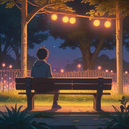 A serene and introspective scene, a person sitting alone on a park bench during twilight, surrounded by softly glowing orbs of light representing spiritual signs, gentle autumn leaves falling around, a blend of sadness and hope in their expression, calming colors and soft focus, conveying a sense of reflection and awareness, capturing the essence of spiritual guidance, 4k