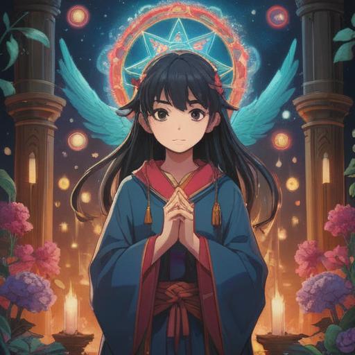 A captivating illustration of a spiritual healing item, glowing softly with ethereal energy, surrounded by mystical symbols, emanating a warm and calming aura, intricate design featuring natural elements like crystals and plants, serene atmosphere, inviting to meditation, harmonious colors, detailed textures, 4k