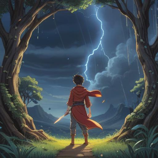 A practical approach to harnessing the power of thunderous dreams, an ethereal landscape filled with vibrant lightning bolts, a serene figure meditating under a stormy sky, dynamic clouds swirling around, a sense of empowerment and transformation, rich color contrasts, inspiring atmosphere, 4k