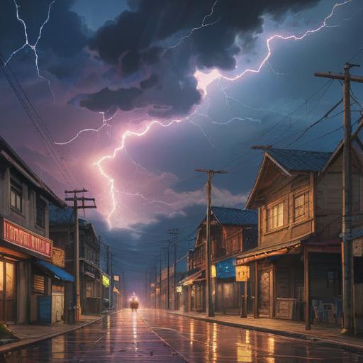 A mystical scene depicting the spiritual essence of lightning, vibrant flashes of light illuminating a stormy sky, symbolic connection to power and energy, an ethereal figure surrounded by swirling winds, deep blue and golden hues, dramatic contrasts, sense of awe and reverence, 4k