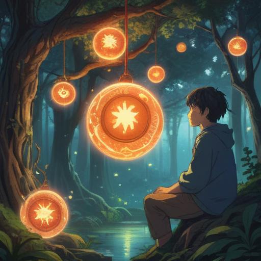 A serene illustration depicting a person contemplating a purchase, surrounded by mystical symbols and glowing orbs, gentle rays of light filtering through trees, a peaceful garden setting, ethereal elements representing intuition and spirituality, reflection on life's choices, 4k