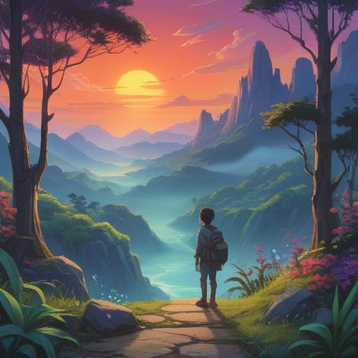 A mystical landscape, ethereal light, symbolic elements representing spiritual signs, a person observing with contemplation, nature-inspired motifs, serene environment, vibrant colors, an aura of caution and awareness, 4k