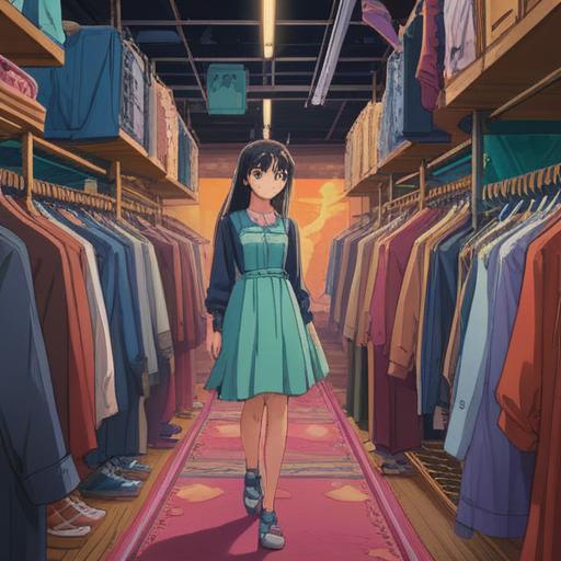 A stylish and inviting scene showcasing a fashion consultant helping a young woman choose outfits, a vibrant clothing rack filled with diverse styles in the background, a mirror reflecting the excitement of trying on clothes, soft natural lighting creating a warm atmosphere, the consultant offering tips with enthusiasm, showcasing confident body language and a variety of textures, colors, and patterns, 4k