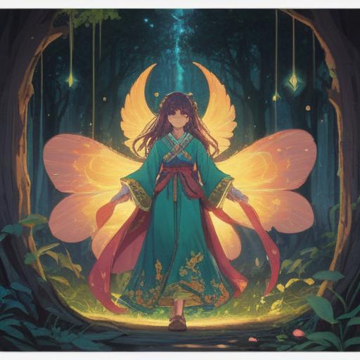 A mystical scene depicting spiritual signs for wanting new clothes, ethereal light illuminating a wardrobe filled with vibrant outfits, symbols of intuition and abundance in the air, a serene figure contemplating their choices, surrounded by nature, dreamlike and inspiring atmosphere, colorful and harmonious energy, 4k