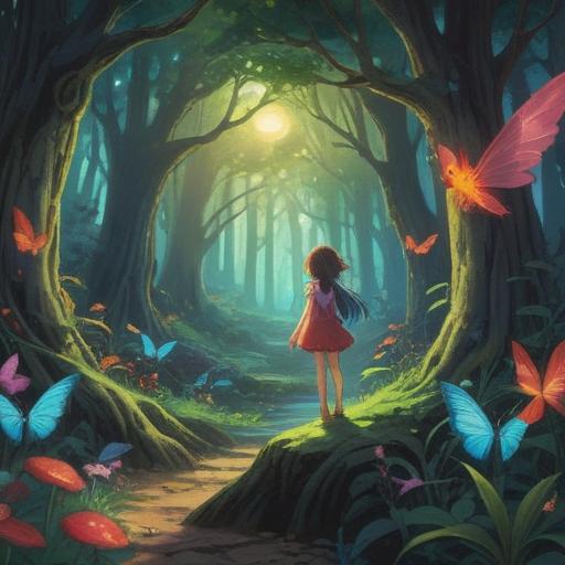 A whimsical forest scene, fairies interacting with a person, vibrant colors, magical atmosphere, gentle light filtering through trees, detailed flora and fauna, expressions of joy and friendship, sparkling elements, enchanting surroundings, 4k