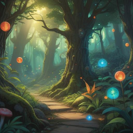 A mystical forest scene, ethereal fairies dancing in the air, glowing orbs of light surrounding them, vibrant greenery, soft sunlight filtering through the leaves, a sense of spiritual awakening, connection to nature, harmonious energies, enchanting atmosphere, 4k