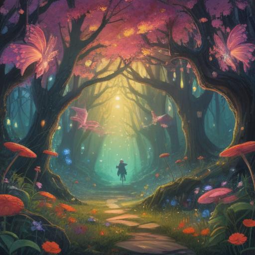 A serene forest scene, ethereal fairies fluttering among vibrant flowers, soft glowing lights indicating spiritual signs, mystical symbols subtly incorporated in the surroundings, enchanting atmosphere, connection to nature, gentle breeze rustling leaves, 4k