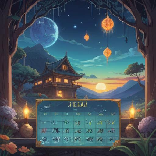 A serene illustration of a calendar with a highlighted due date, surrounded by mystical symbols and ethereal lights, a peaceful nature background, subtle hints of spiritual signs like angel numbers and crystal formations, harmonious color palette, visual representation of intuition and timing, 4k