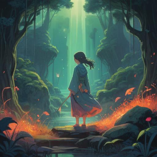 A mystical and spiritual illustration, ethereal light surrounding a figure with an aura, symbols of intuition and foresight, a serene landscape with soft clouds and glowing orbs, mystical creatures in the background, deep connection to nature and the universe, vibrant colors, enchanting atmosphere, 4k