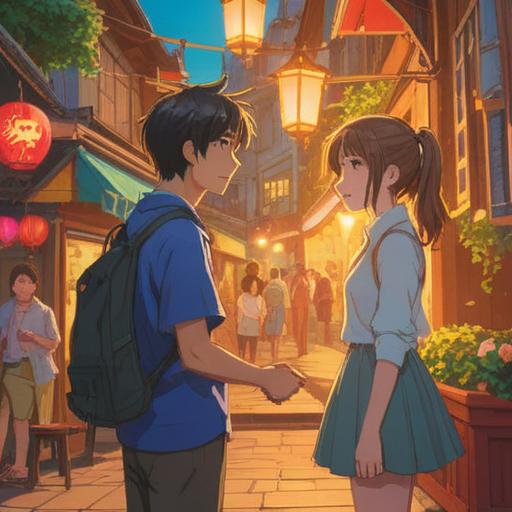 A serene and uplifting scene depicting a person meeting a famous celebrity, bright sunlight illuminating their faces, a sense of joy and connection in the air, symbolic elements like feathers or light rays representing spiritual signs, a vibrant and colorful environment filled with nature, harmonious energy, soft and inviting atmosphere, 4k