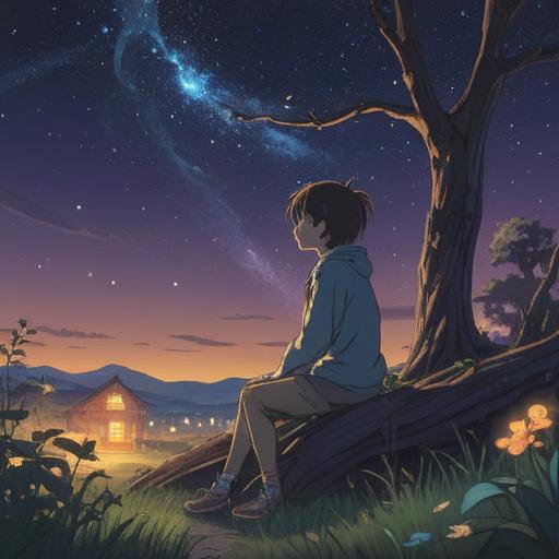A serene and introspective scene, depicting a figure sitting alone under a starry night sky, surrounded by ethereal wisps of energy, soft glow representing lost friendships, symbolic imagery of growth and self-discovery, a gentle breeze rustling the leaves, moonlight illuminating the path ahead, a quiet yet powerful emotional atmosphere, thoughtful expression, 4k