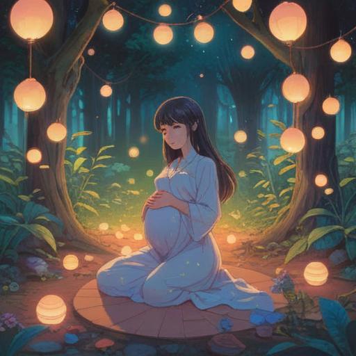 A serene and ethereal scene representing the spiritual meaning of a friend's pregnancy announcement, soft glowing lights, gentle pastel colors, symbolic elements like blooming flowers and a radiant sunrise, embracing warmth and connection, joyful expressions, a feeling of impending life and nurturing, 4k