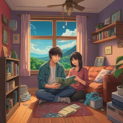 A heartfelt illustration of a couple holding an ultrasound image in a cozy home setting, surrounded by family photos and baby items, conveying joy and anticipation, soft lighting, warm colors, emotional expressions, a sense of love and support, life lessons captured in the moment, 4k