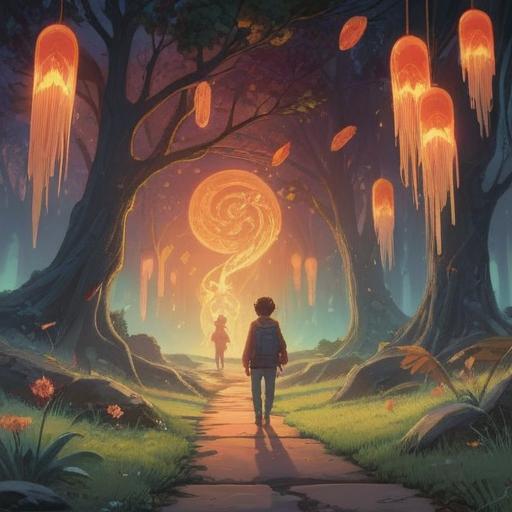 A poignant scene depicting the moment of realization after a friend's passing, ethereal light illuminating spiritual symbols in the air, subtle ghostly figures representing memories, serene landscape with gentle winds, soft pastel colors, reflective atmosphere, deep emotions conveyed through character expressions, 4k