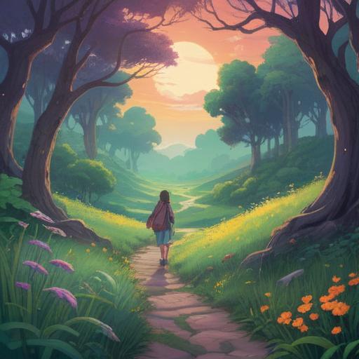 A serene illustration depicting the spiritual meaning of drifting apart from friends, a tranquil landscape with soft, fading paths symbolizing separation, ethereal light illuminating the distance, subtle imagery of interconnected souls, reflective and introspective atmosphere, gentle colors, harmonious nature, emotional depth, 4k