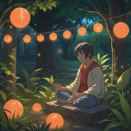 A serene illustration of a person meditating in a peaceful garden, surrounded by soft, glowing orbs of light symbolizing positive energy, gentle flowing water nearby, vibrant flowers representing growth, warm sunlight filtering through the trees, a sense of calm and healing in the air, 4k