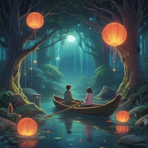 A spiritual scene depicting the phenomenon of friends drifting apart, ethereal connections symbolizing shared moments, glowing threads visually representing bonds, nature setting with glowing orbs, tranquil atmosphere, introspective expressions, a sense of longing and release, deep colors contrasting light, serene background, 4k