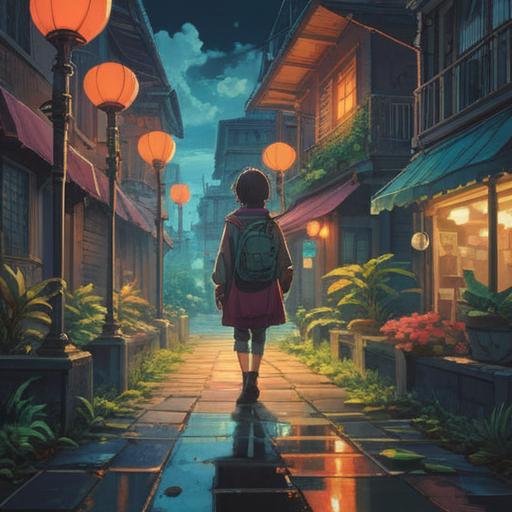 A serene and reflective scene depicting a person standing at a crossroads, gentle light illuminating paths diverging in the distance, symbolic imagery of friendship, ethereal spirits guiding the way, a sense of peace and acceptance, soft pastel colors, dreamlike atmosphere, moment of transition, hopeful vibes, 4k