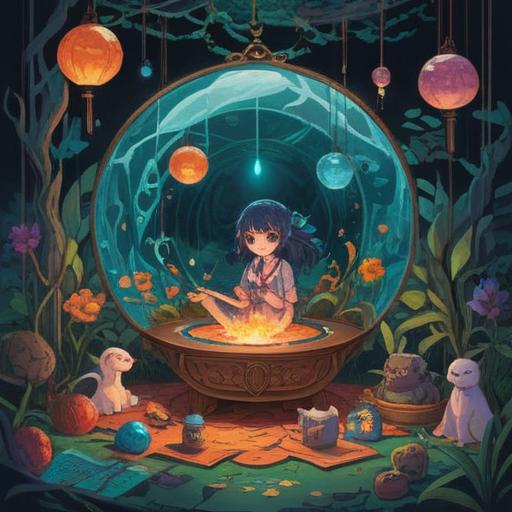 A serene and enchanting illustration of a daily ritual for mental enrichment, a small, intricately designed charm or talisman resting on a wooden table, surrounded by soft sunlight filtering through sheer curtains, hints of nature in the background, simple yet elegant objects symbolizing mindfulness, warm and inviting colors, gentle details, peaceful atmosphere, 4k