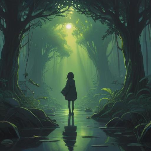 A deep and reflective scene depicting solitude, ethereal light representing emotional loss, visual metaphor of a single figure surrounded by shadowy silhouettes of friends fading away, symbolic elements like withering flowers and a distant horizon, a sense of introspection and spiritual growth emerging from loneliness, serene atmosphere, 4k