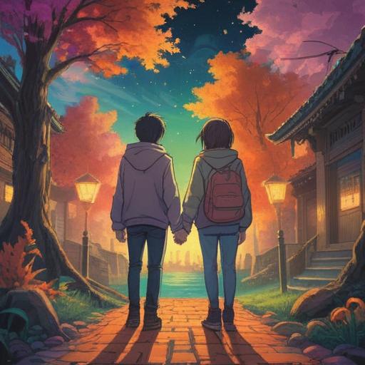 A spiritual illustration depicting the signs of friendship fading, two figures standing apart, subtle aura around them, symbolic elements like fading light, cracked earth, and wilting flowers, serene background with gentle colors, ethereal atmosphere, emotional expressions, cautionary theme, 4k