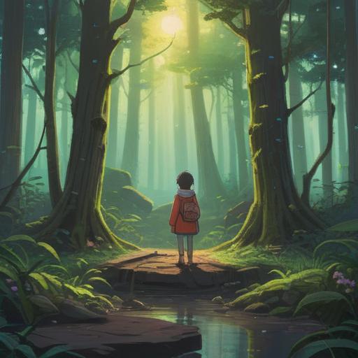 A serene and introspective scene illustrating the spiritual meaning of cutting ties with friends, a tranquil forest setting, a person standing alone with a determined expression, ethereal light filtering through the trees, symbolic imagery of broken chains, soft mist enveloping the ground, a pathway leading forward, a feeling of liberation and growth, 4k