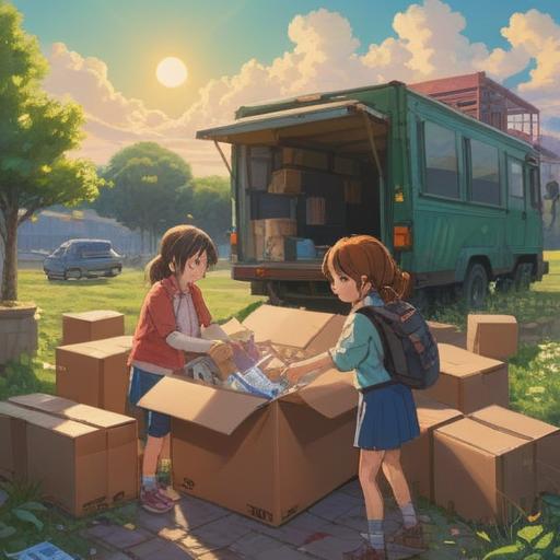 A heartfelt scene depicting friends helping each other move, symbolism of new beginnings, emotional connections, packing boxes filled with memories, sunlight streaming through the window, laughter and shared stories, a sense of camaraderie and support, a peaceful yet uplifting atmosphere, 4k