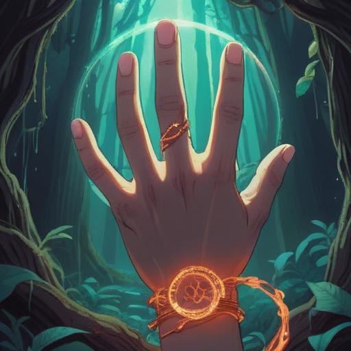 A mystical illustration depicting a hand with an emphasized ring finger showing signs of dryness and irritation, surrounded by ethereal glow, spiritual symbols in the background, a serene atmosphere, vibrant colors, focus on healing energies, nature elements like flowers and crystals, detailed texture, calming vibe, 4k