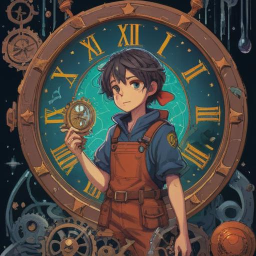 A whimsical illustration of a person holding a lucky item, surrounded by clock gears and stars, symbolizing unfulfilled promises, a soft yet vibrant color palette, dreamy atmosphere, magical realism, intricate details, 4k