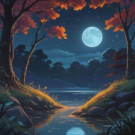 A serene night scene, gentle breeze rustling leaves, moonlight illuminating a tranquil landscape, subtle glow of ethereal orbs, a silhouette of a figure sensing spiritual energy, connectedness with nature, symbolic elements representing intuition, calm and peaceful atmosphere, 4k