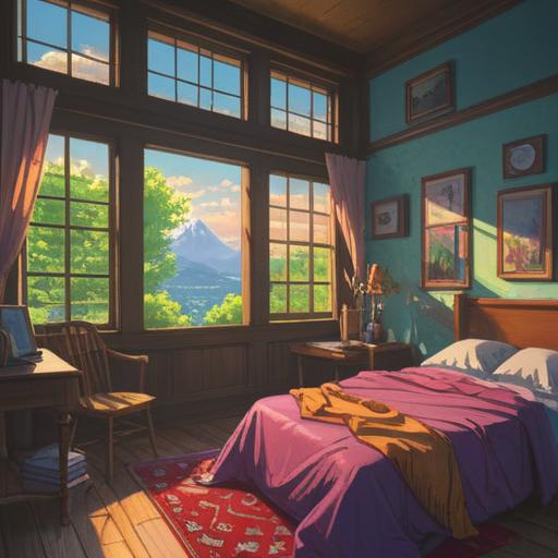 A serene morning scene, two individuals waking up at the same time, a mysterious aura surrounding them, soft light filtering through the window, subtle spiritual symbols in the air, intertwined paths, nature outside symbolizing harmony, peaceful expression, 4k