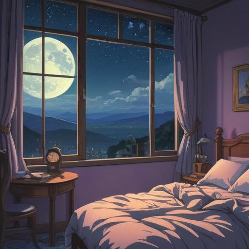 A mystical illustration depicting a serene bedroom at 3 AM, soft moonlight filtering through the window, a character sitting up in bed with a contemplative expression, ethereal symbols floating in the air, a clock showing 3:00, deep shadows evoking a sense of mystery, dream-like atmosphere, spiritual warning represented through subtle visual cues, 4k