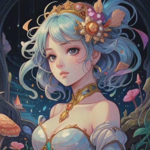 A mystical illustration of a glowing mother-of-pearl shell, vibrant colors, shimmering iridescence, surrounded by ethereal light, deep ocean backdrop, spiritual symbols gently swirling around, tranquil atmosphere, harmonious energy, intricate details, dreamy ambiance, 4k