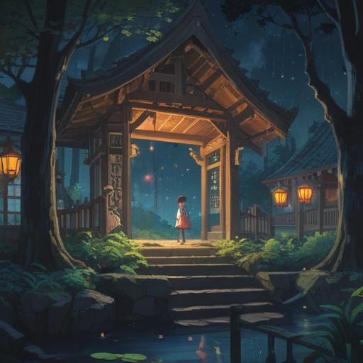 A serene night scene depicting a person engaged in nighttime work, ethereal light illuminating their surroundings, symbols of spiritual guidance appearing in the air, stars twinkling above, a sense of calm and purpose, dreamlike atmosphere, vibrant colors, intricate details, capturing the essence of spirituality in the night, 4k