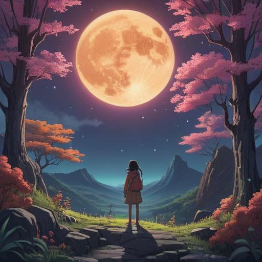 A mystical night scene, a glowing full moon, an ethereal figure symbolizing spiritual warnings, soft whispers in the air, a hand gently touching the right ear, a dark forest background, stars sparkling above, a sense of awareness and intuition, surreal and dreamlike quality, 4k