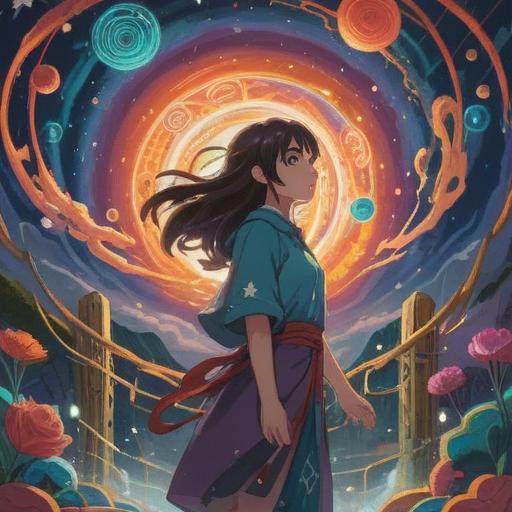 A serene illustration depicting a person experiencing dizziness, surrounded by ethereal symbols, swirling colors representing energy, subtle signs of spiritual awareness, a gentle aura, nature elements like trees and clouds, hinting at the connection between physical sensations and spiritual messages, 4k