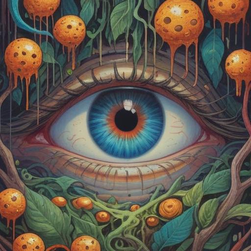 A spiritual illustration depicting the significance of a pimple at the inner corner of the eye, vibrant colors, symbolic imagery representing growth and intuition, ethereal background with soft light, connection to higher consciousness, an abstract representation of positive signs, harmonious elements, detailed and uplifting atmosphere, 4k