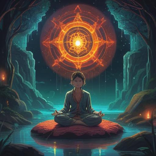 A thought-provoking illustration representing spiritual signs to heed when feeling bothered, ethereal symbols in the air, a person meditating under a tree, calm aura, mystical light surrounding them, a serene landscape with gentle breezes, reflections of inner peace, vivid spiritual motifs, 4k