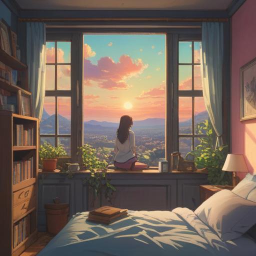 A serene morning scene, soft light streaming through a window, a person gently waking up before their alarm, calming energy, symbols of spiritual signs subtly integrated, vibrant colors, peaceful atmosphere, hints of nature outside the window, emphasizing mindfulness and intuition, 4k