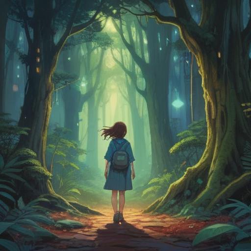 A mystical scene depicting a person avoiding eye contact, ethereal glow surrounding them, subtle supernatural elements, deep forest setting, ancient trees whispering secrets, a feeling of unease in the atmosphere, symbolic representations of spiritual warnings, soft light filtering through the leaves, 4k