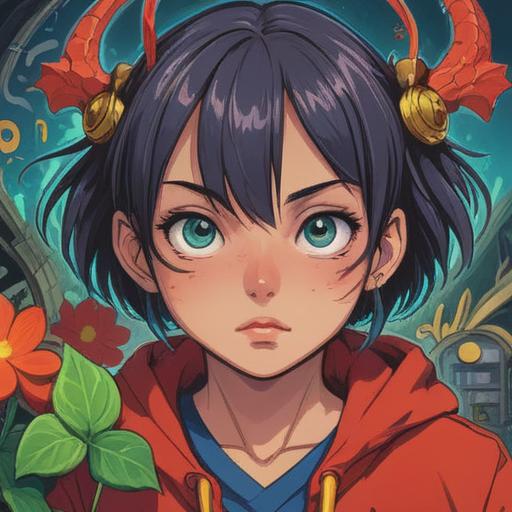 A captivating illustration depicting a person with a prominent beauty mark in their eye, surrounded by various lucky items such as a four-leaf clover, a horseshoe, and a lucky cat, vibrant colors, whimsical atmosphere, intricate details, magical elements, positive energy, 4k