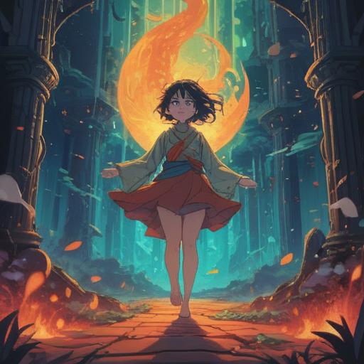 A mystical scene depicting a person unexpectedly falling in front of another, symbolizing spiritual awakenings and life changes, ethereal atmosphere, soft glowing light, nature setting, floating orbs around, harmonious colors, surreal elements, 4k